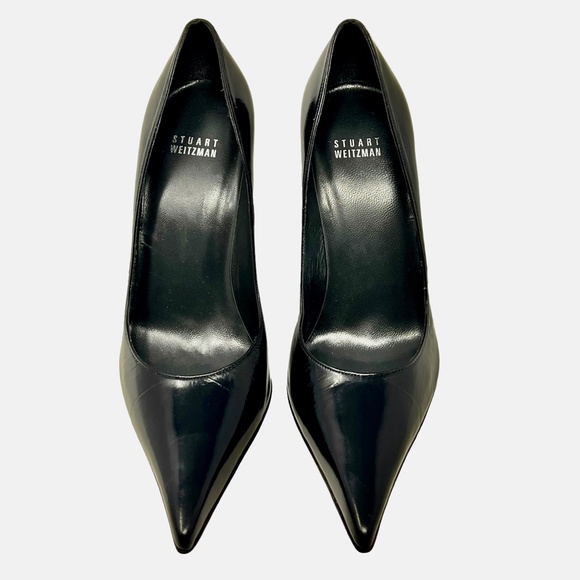 Stuart Weitzman women's black leather point toe pumps size 8 wide - Picture 2 of 16